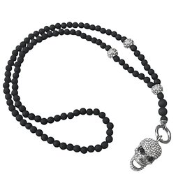Schwarze Y-Kette Totenkopf - 80 cm