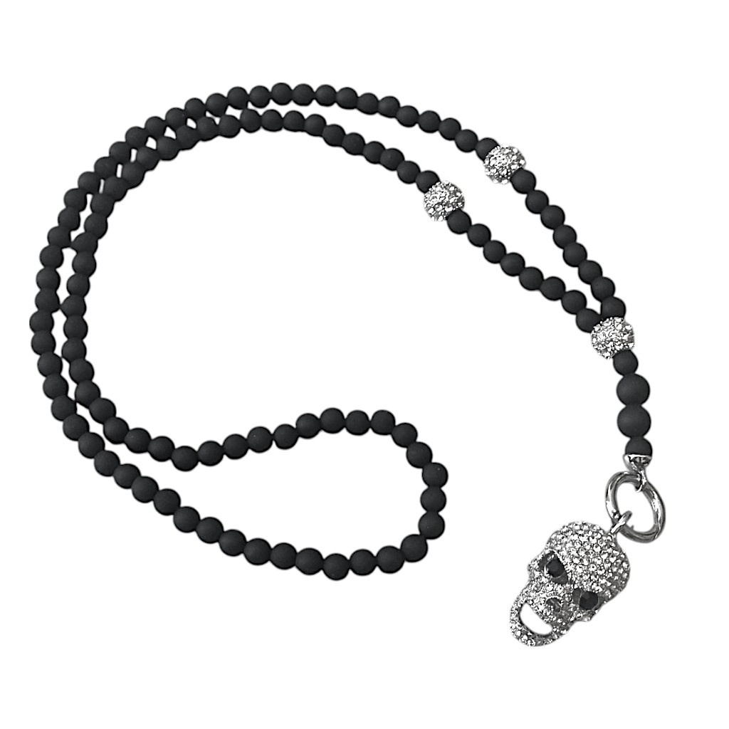 Lange Damen Halskette mit Totenkopf Anhänger