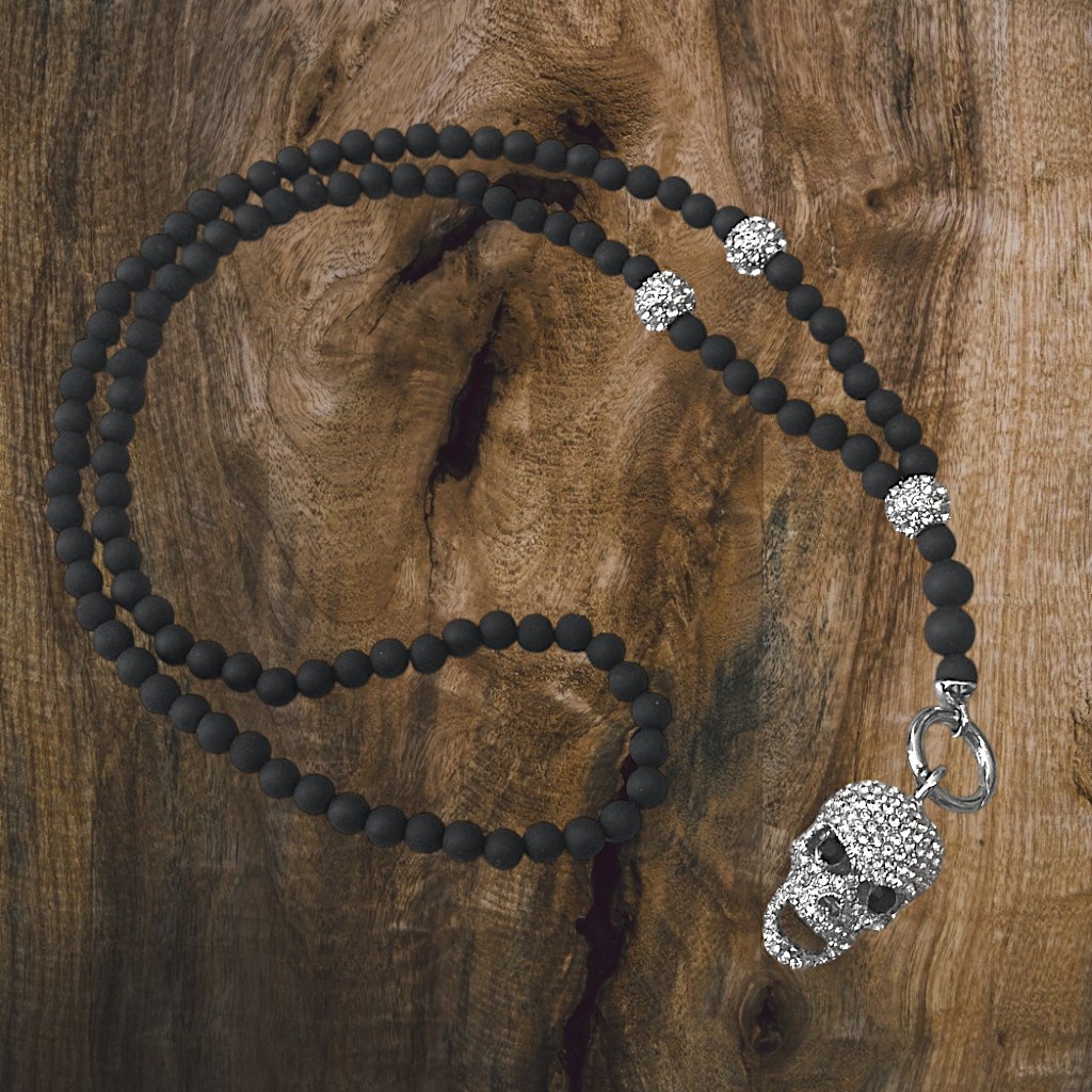 Lange Damen Halskette mit Totenkopf Anhänger