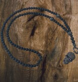 Schwarze Bikerkette für Damen mit Totenkopf-Anhänger