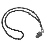 Schwarze Bikerkette für Damen mit Totenkopf-Anhänger