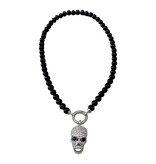 Schwarze Damen Bikerkette mit Totenkopfanhänger