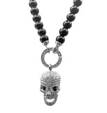Schwarze Damen Bikerkette mit Totenkopfanhänger