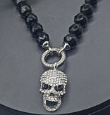 Schwarze Bikerkette mit Totenkopf