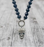 Schwarze Bikerkette mit Totenkopf