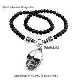 Bikerkette schwarz mit Totenkopfanhänger