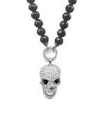 Schwarze Bikerkette mit Totenkopf