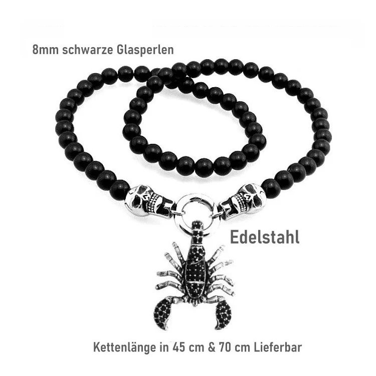 Schwarze Halskette mit Skorpionanhänger