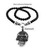 Schwarze Totenkopf Halskette aus Edelstahl