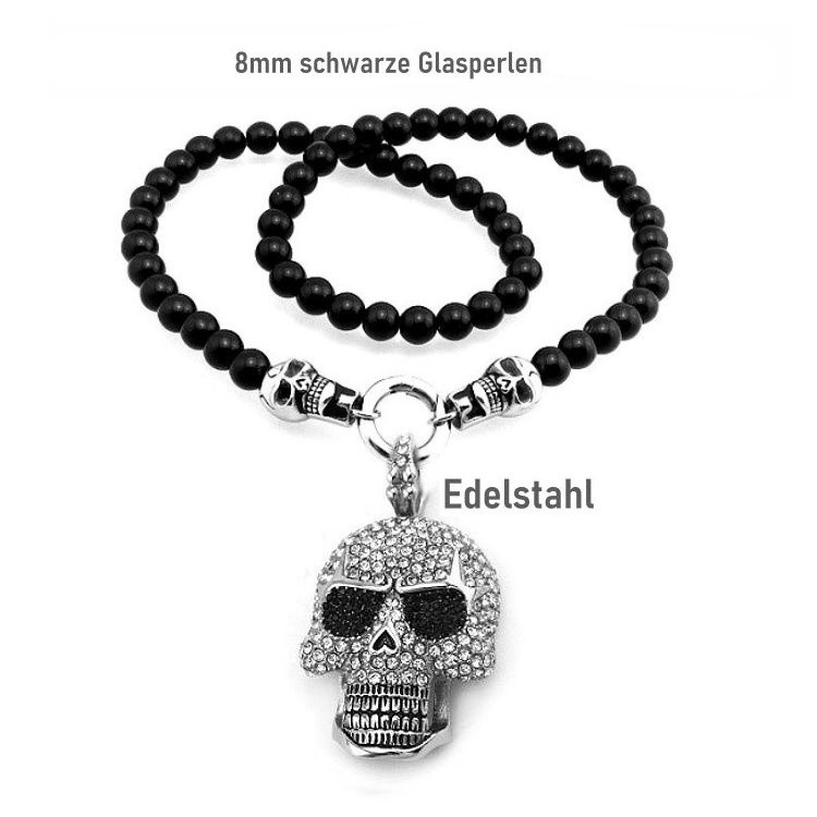 Edelstahl Halskette Totenkopf - Bikerschmuck