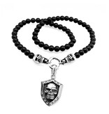 Schwarze Damen Bikerkette mit Totenkopf