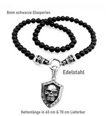 Schwarze Damen Bikerkette mit Totenkopf