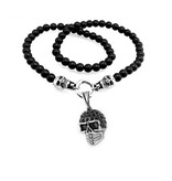 Rockiger Look: Damenkette in Schwarz mit markantem Totenkopf-Design