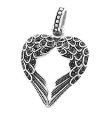 Schwarze Glasperlenkette mit Flügel-Anhänger & schwarzen Steinchen