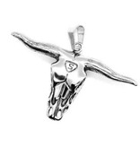 Schwarze Glasperlenkette mit Stierkopf-Anhänger