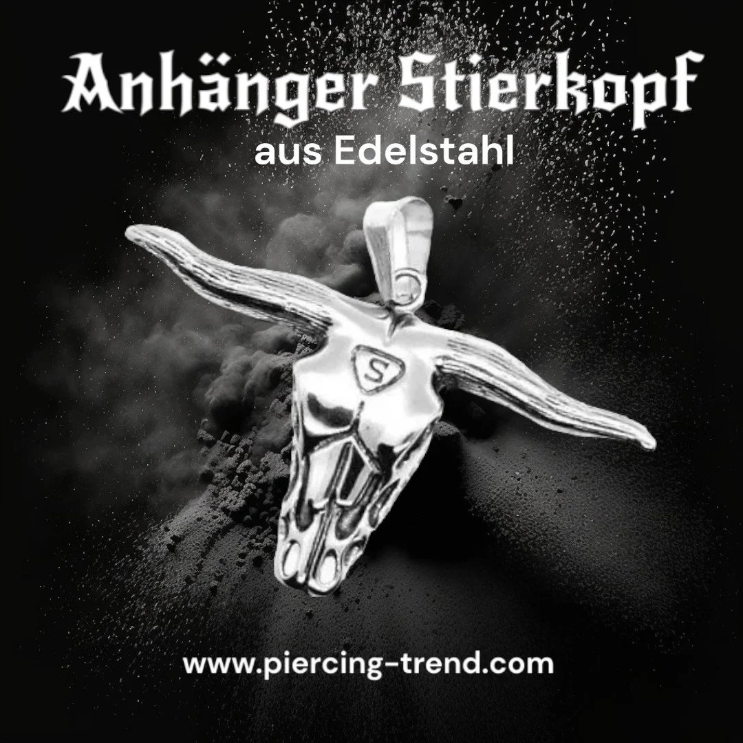 Schwarze Glasperlenkette mit Stierkopf-Anhänger