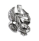 Schwarze Damen Bikerkette mit Anhänger „Live to ride – ride to live“