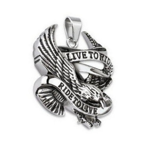 Schwarze Damen Bikerkette mit Anhänger „Live to ride – ride to live“