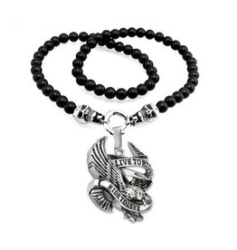 Schwarze Damen Bikerkette mit Adler