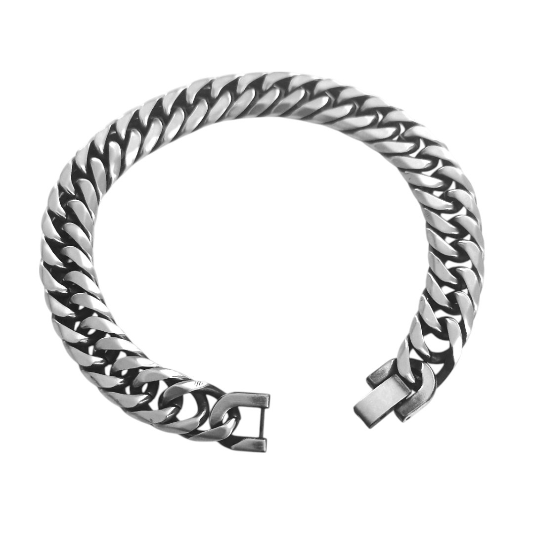 11mm Herren Panzerarmband Edelstahl | 22 cm lang