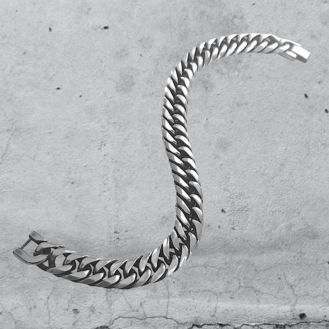 11mm Herren Panzerarmband Edelstahl | 22 cm lang