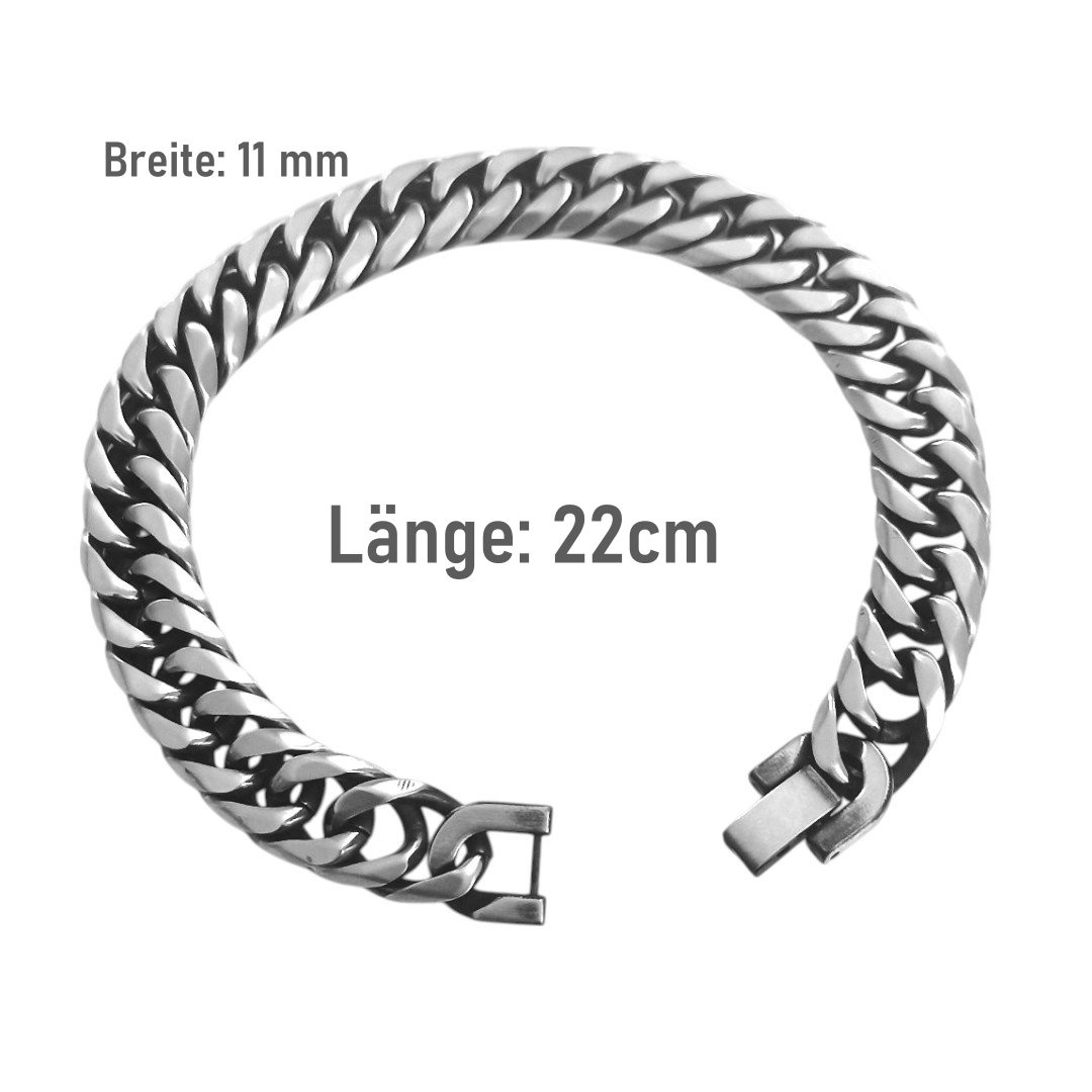 11mm Herren Panzerarmband Edelstahl | 22 cm lang