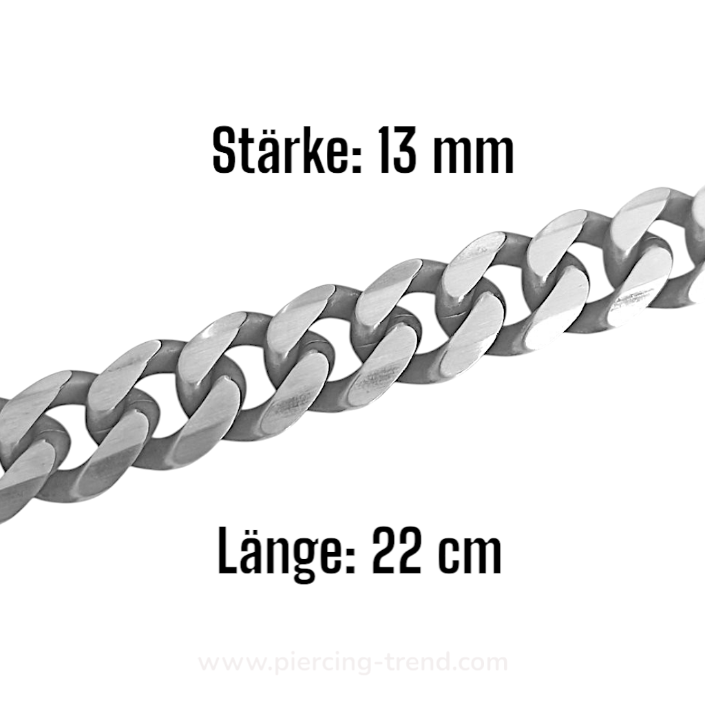 13mm Herren Panzerarmband Edelstahl | 22 cm lang