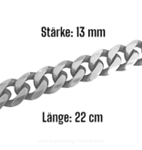 13mm Herren Panzerarmband Edelstahl | 22 cm lang