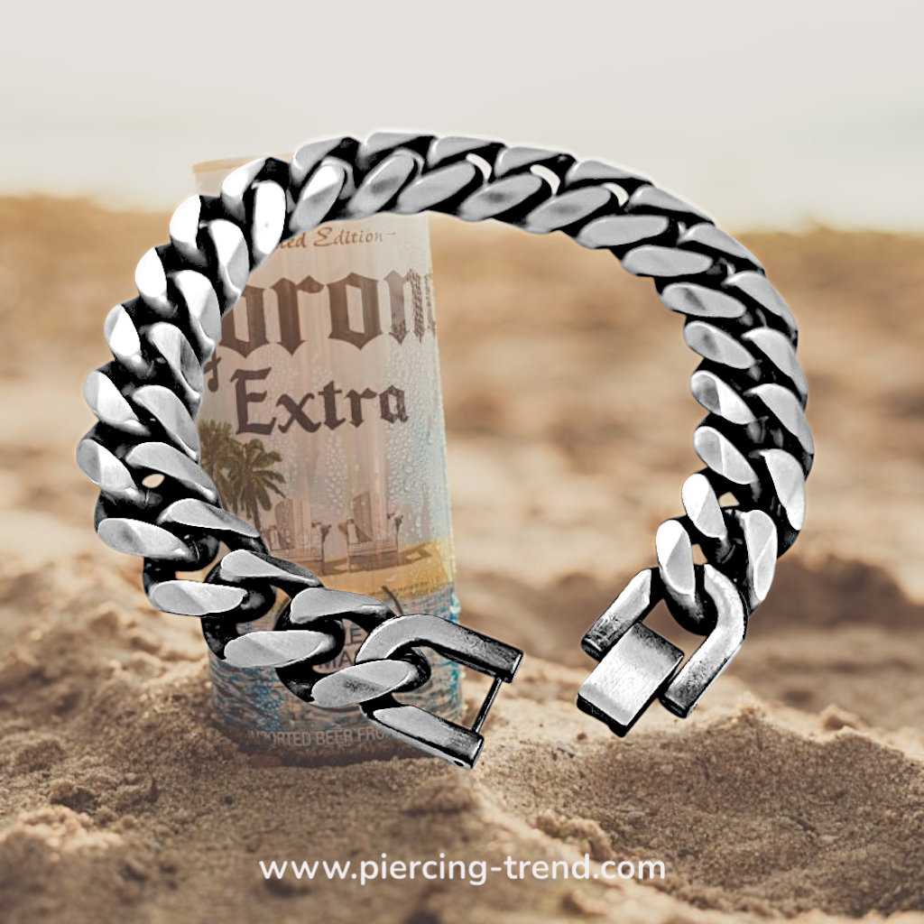 13mm Herren Panzerarmband Edelstahl | 22 cm lang