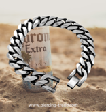 13mm Herren Panzerarmband Edelstahl | 22 cm lang