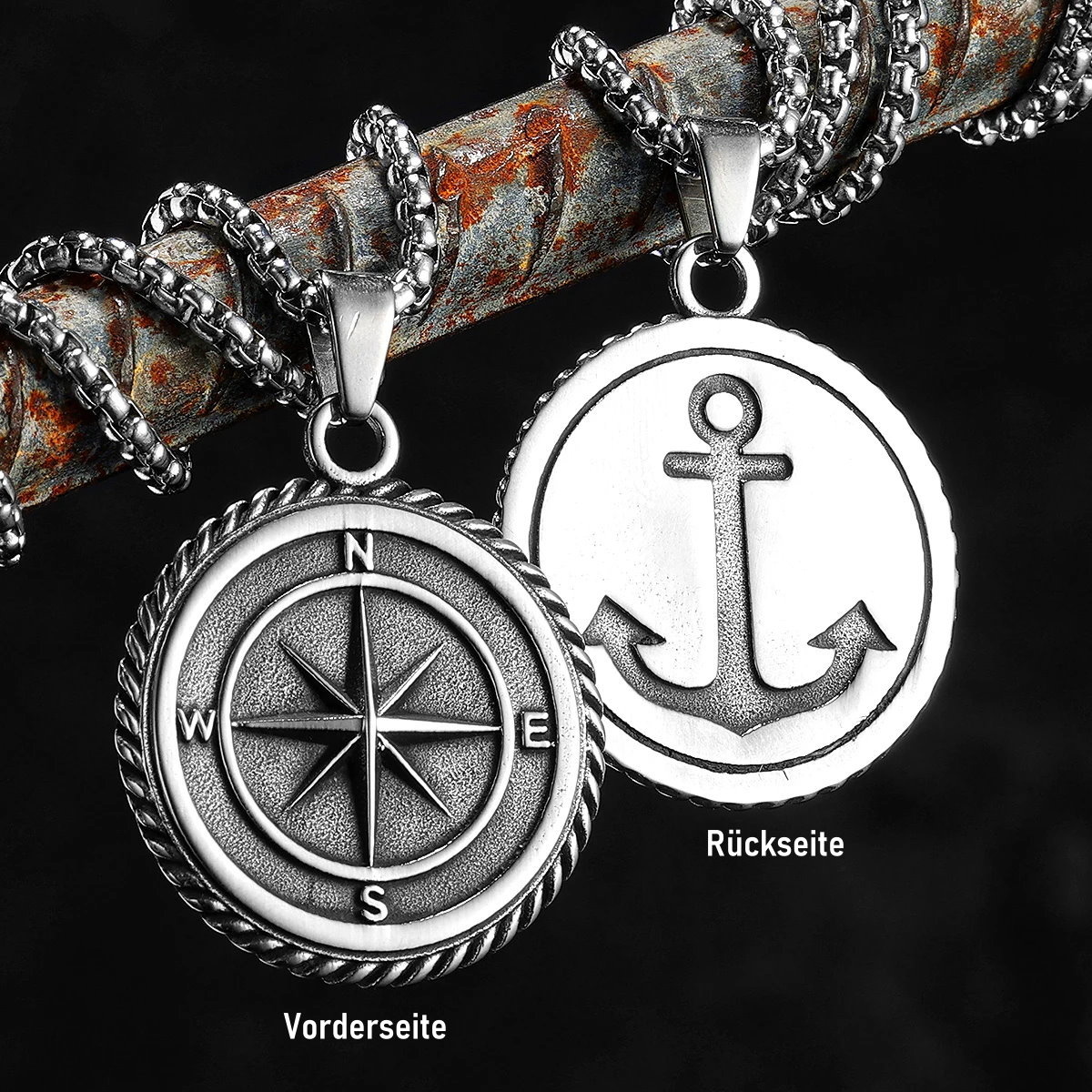 Kompass Anhänger aus Edelstahl