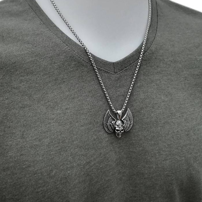 Kettenanhänger Totenkopf mit Flügel