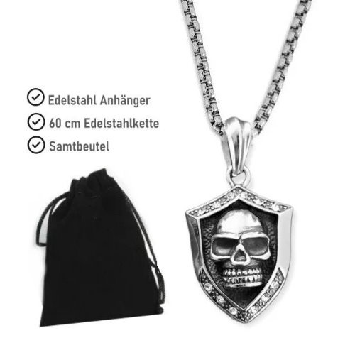 Cooler Totenkopfanhänger mit Zirkoniasteine