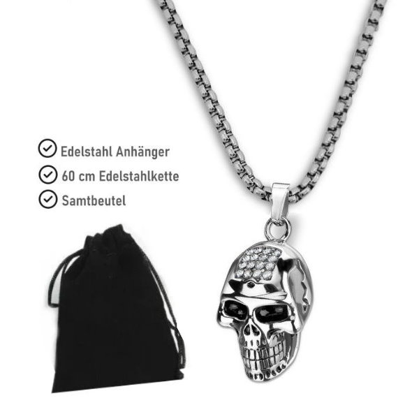 Totenkopf Kettenanhänger aus Edelstahl