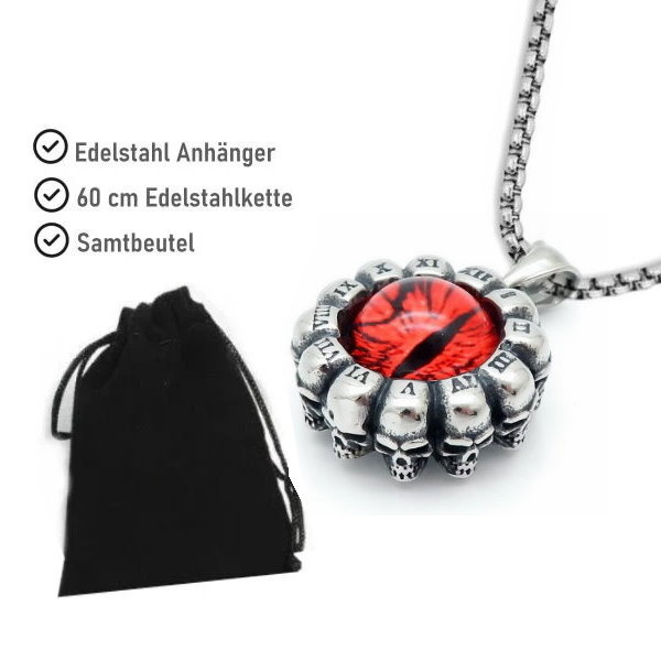 Anhänger Totenkopf mit rotem Auge