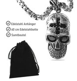 Totenkopf Anhänger mit schwarzen Stein