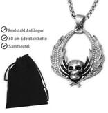 Edelstahlanhänger Totenkopf mit Flügel