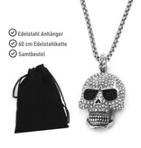 Damen Kettenanhänger Totenkopf mit Glitzer