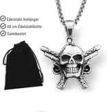 Kettenanhänger Totenkopf mit Revolver