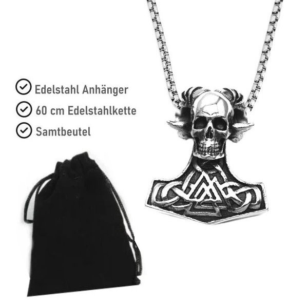 Skull Thors Hammer aus Edelstahl