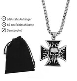 Kettenanhänger Kreuz mit Totenkopf