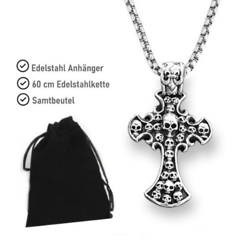 Kreuz Kettenanhänger Totenkopf