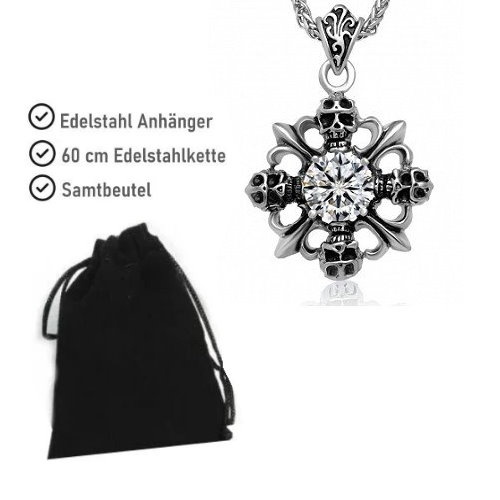 Gothic Edelstahlanhänger mit Stein