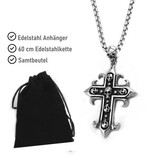 Edelstahlanhänger Kreuz mit Totenkopf