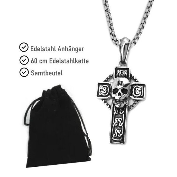 Anhänger Kreuz mit Totenkopf