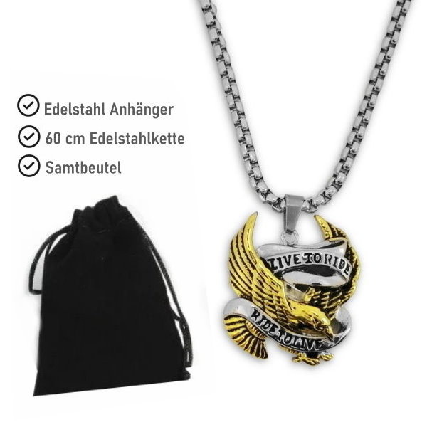 Kettenanhänger Adler "Live to Ride Ride to Live"