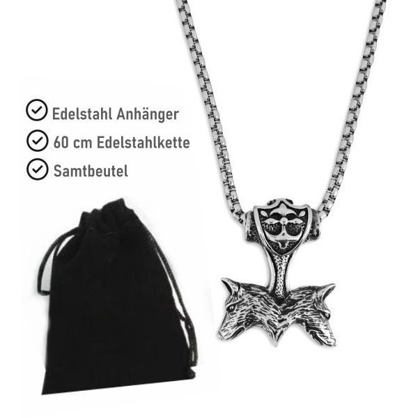 Kettenanhänger Wolf aus Edelstahl