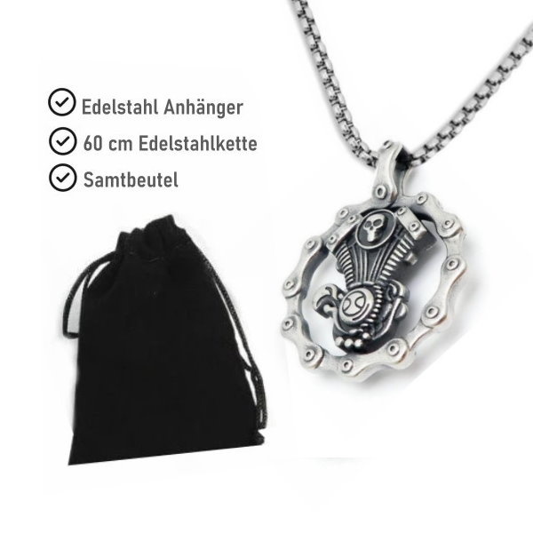 Edelstahlanhänger Motorblock