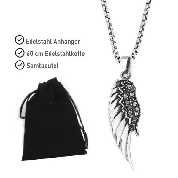 Anhänger Flügel mit schwarzen Steinchen