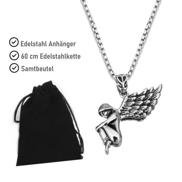 Edelstahlkette mit Engelsanhänger